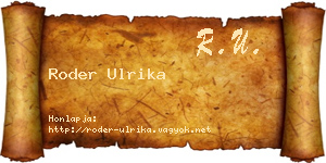 Roder Ulrika névjegykártya